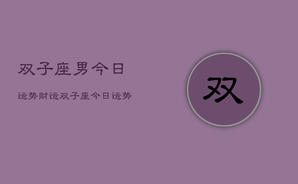 双子座男今日运势财运，双子座今日运势财运查询  第1张
