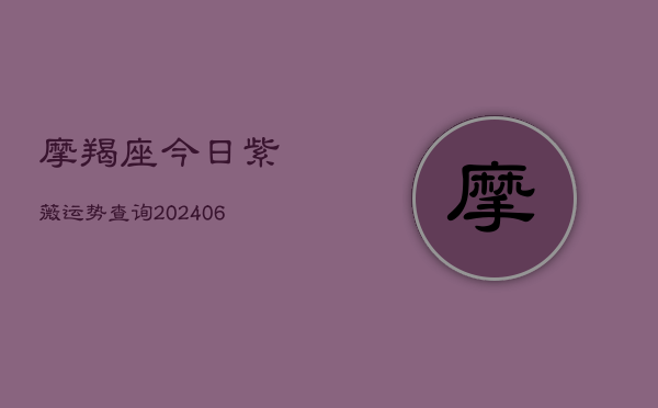 摩羯座今日紫薇运势查询(20240615)  第1张